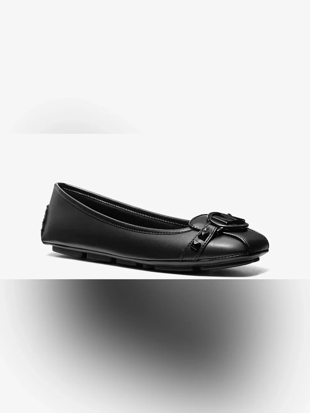Michael Kors Black Leather MK Logo Ballet Flat